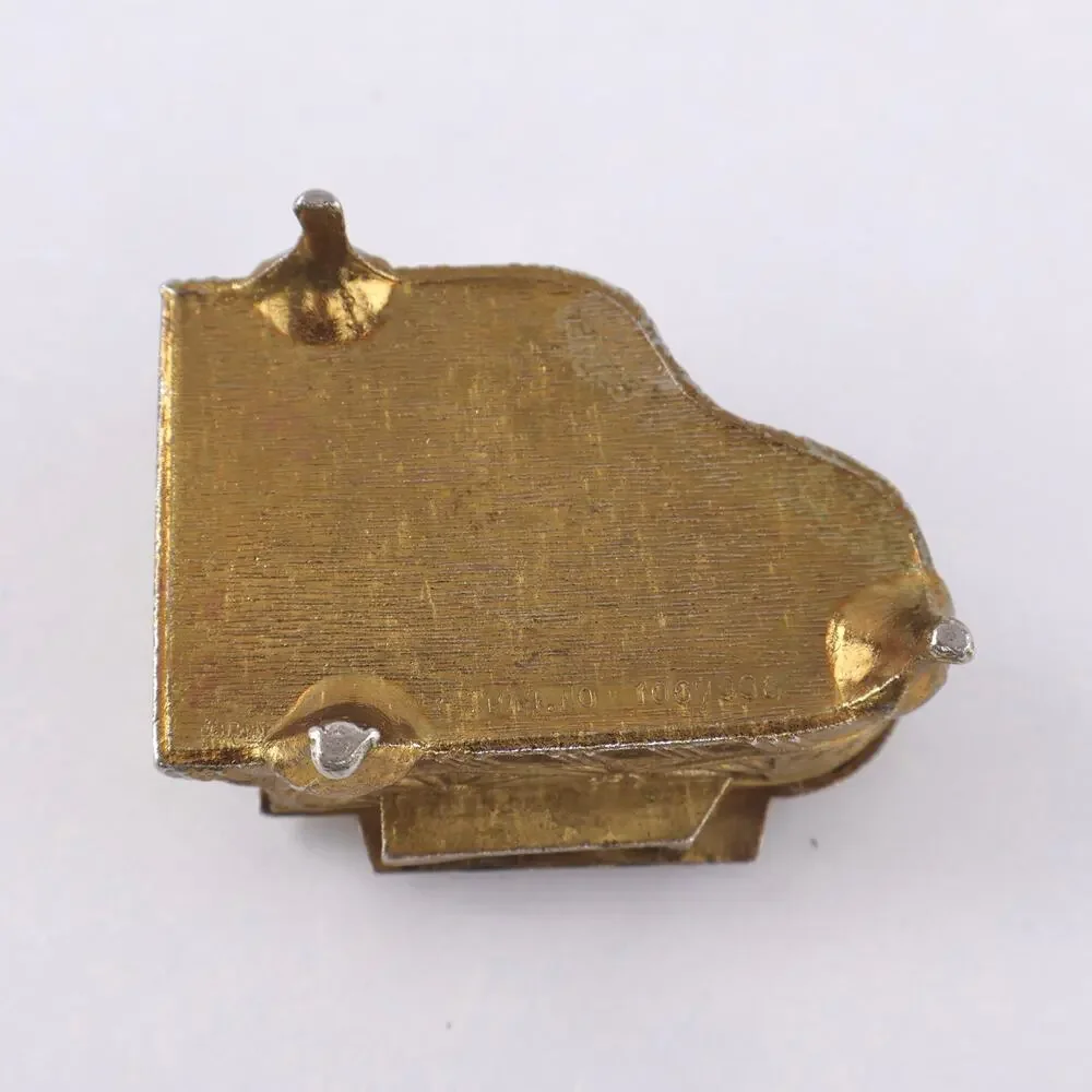 Vintage Mid Century Mini Grand Piano Trinket Box Gold Metal Red Velvet Japan